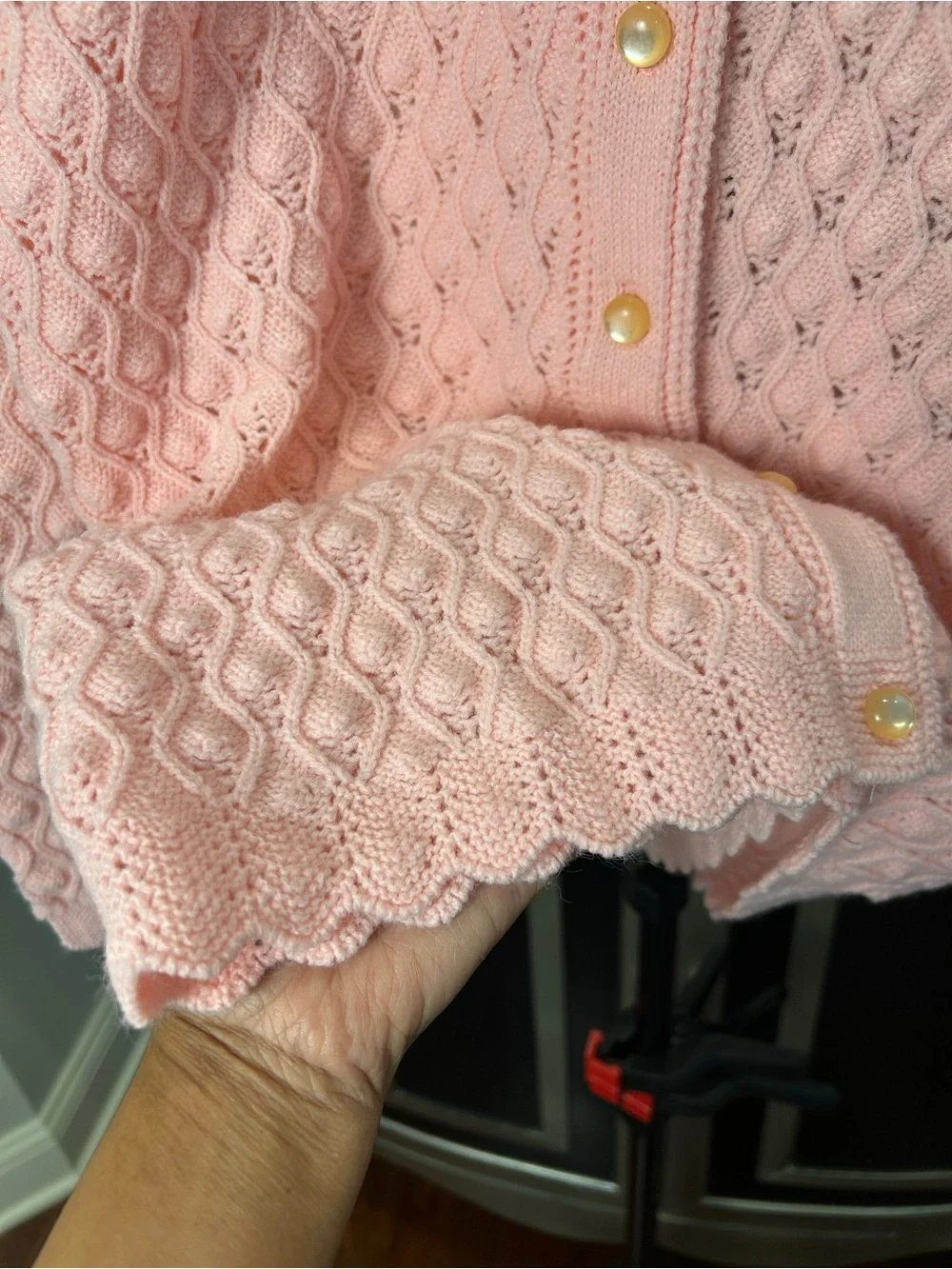 Light Pink Knit Button-Front Cardigan Sweater